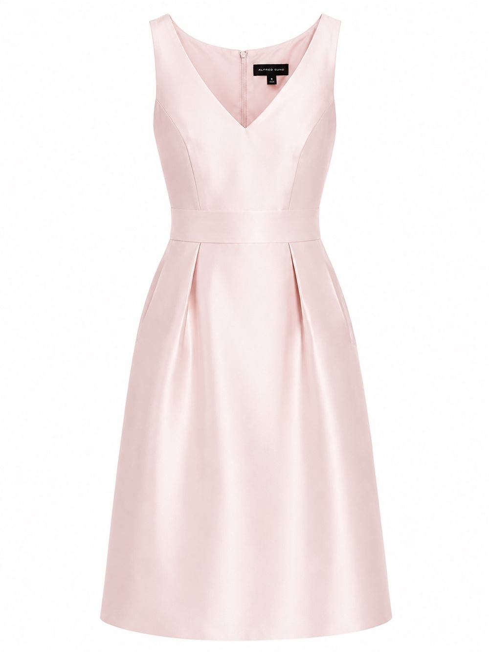 Alfred Sung Blush Pink Satin Midi Dress 8 NWT Wedding Guest